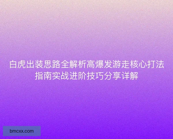 白虎出装思路全解析高爆发游走核心打法指南实战进阶技巧分享详解