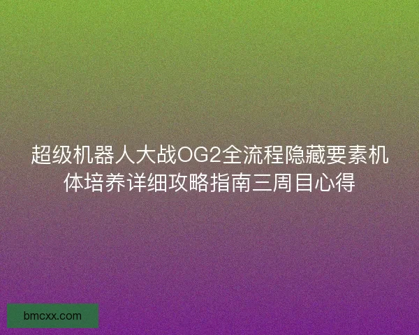 超级机器人大战OG2全流程隐藏要素机体培养详细攻略指南三周目心得