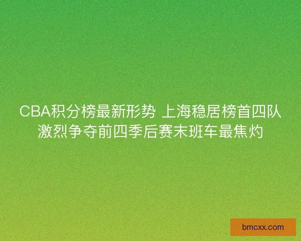 CBA积分榜最新形势 上海稳居榜首四队激烈争夺前四季后赛末班车最焦灼